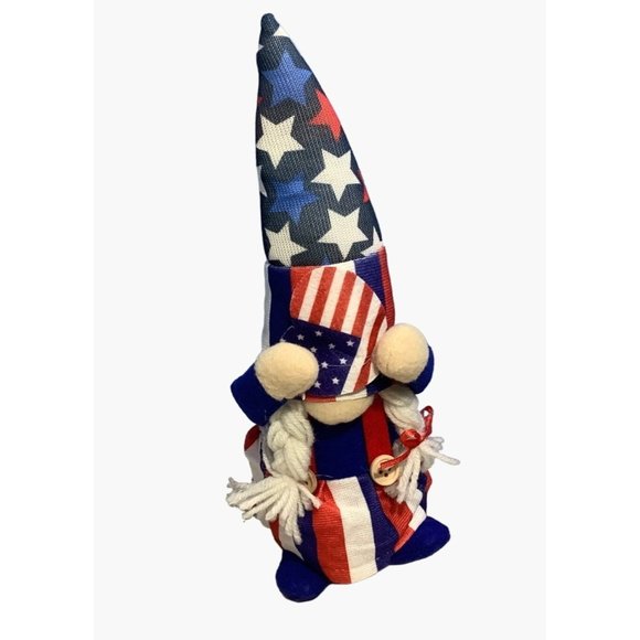 Lot of 2 Patriotic Gnome Plush Decor 4th Of July USA Red White Blue Memorial Day - Picture 6 of 8